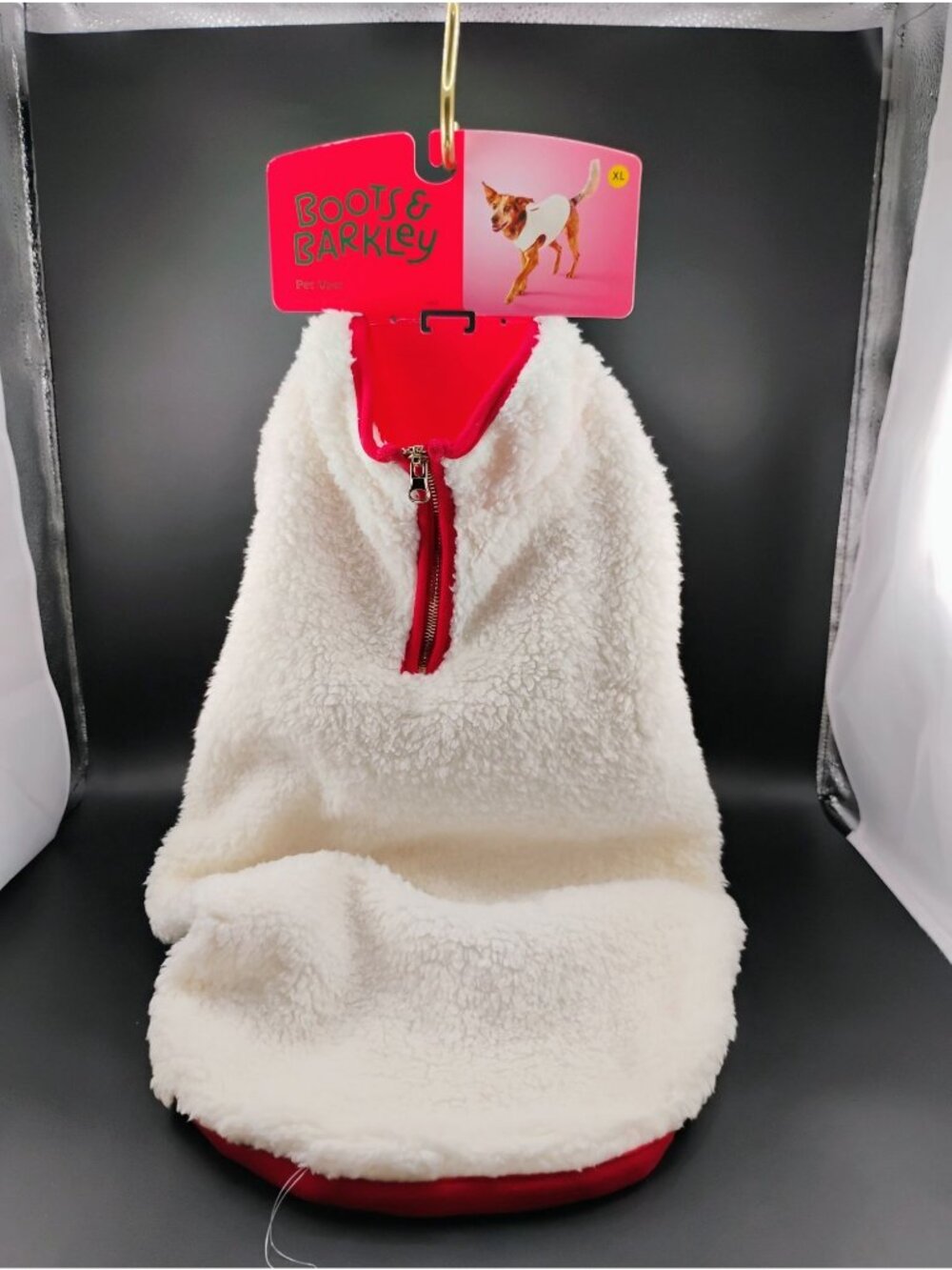 Boots & Barkley Fleece Dog Vest XL Size Red & White Soft Coat